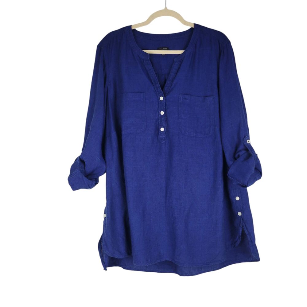 Talbots Plus Size 2x Side Button 100% Linen Band … - image 3